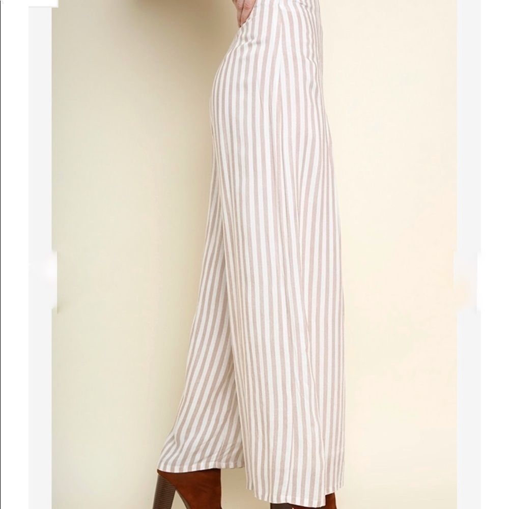 High waist vertical stripe wide leg pants comfchic